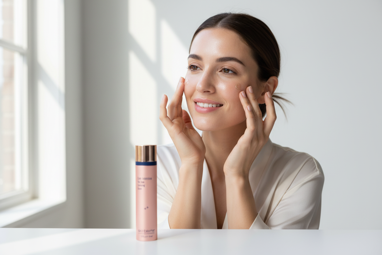 Skinbetter Science Even Intensive Tone Correcting Serum application lifestyle shot